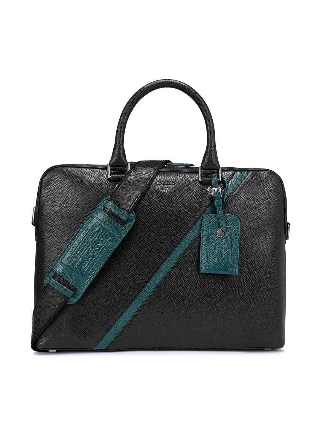 

Da Milano Textured Leather Laptop Bag, Black