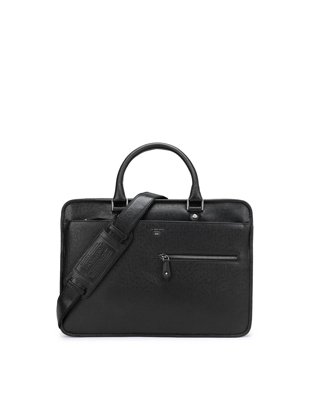 

Da Milano Textured Leather Laptop Bag, Black