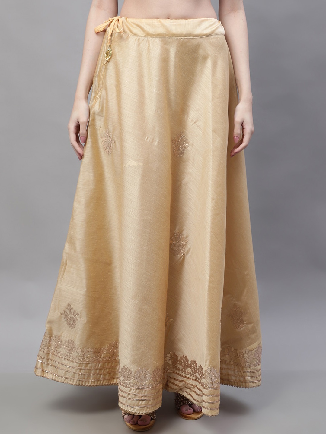 

SOUNDARYA Gotta Patti Work Flared Maxi Lehanga Skirt, Beige