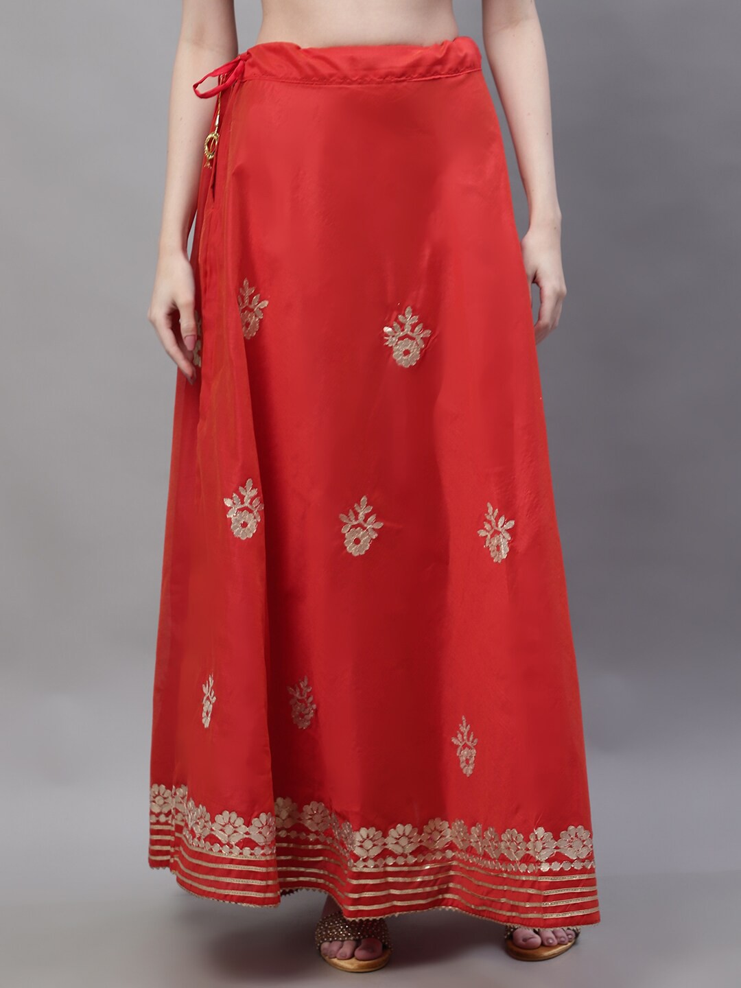 

SOUNDARYA Gotta Patti Work Flared Maxi Lehanga Skirt, Red