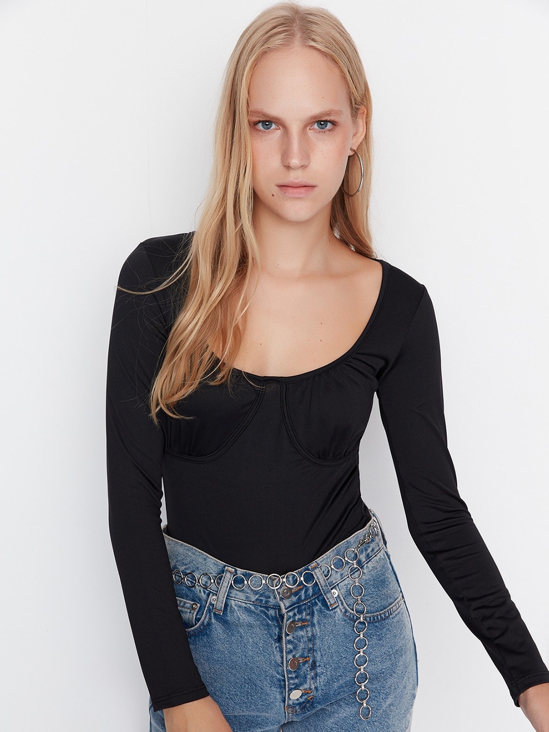 

Trendyol Scoop Neck Bodysuit, Black