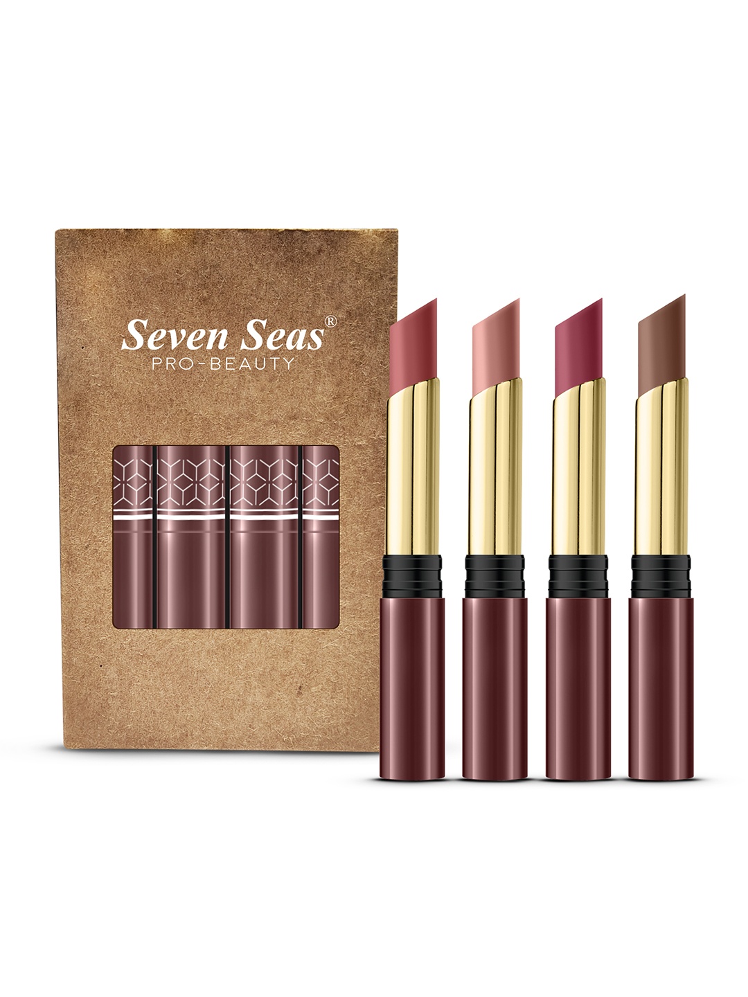 

Seven Seas Set of 4 Non-Transfer Long Lasting Matte Lipsticks - 3 g each, Nude