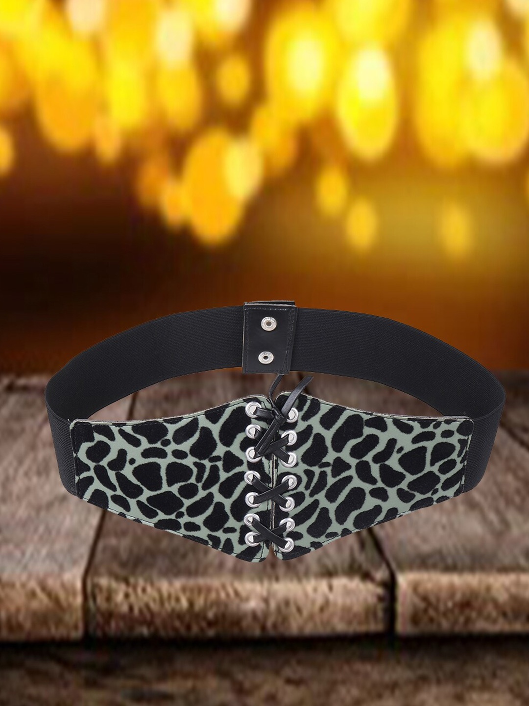 

Swiss Design Women Printed Interock Stretchable Belt, Black