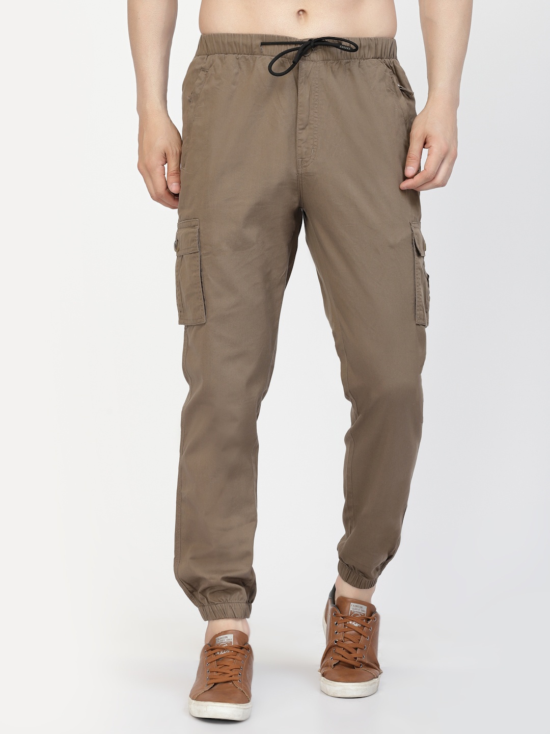 

SAPPER Men Mid-Rise Cotton Joggers, Brown