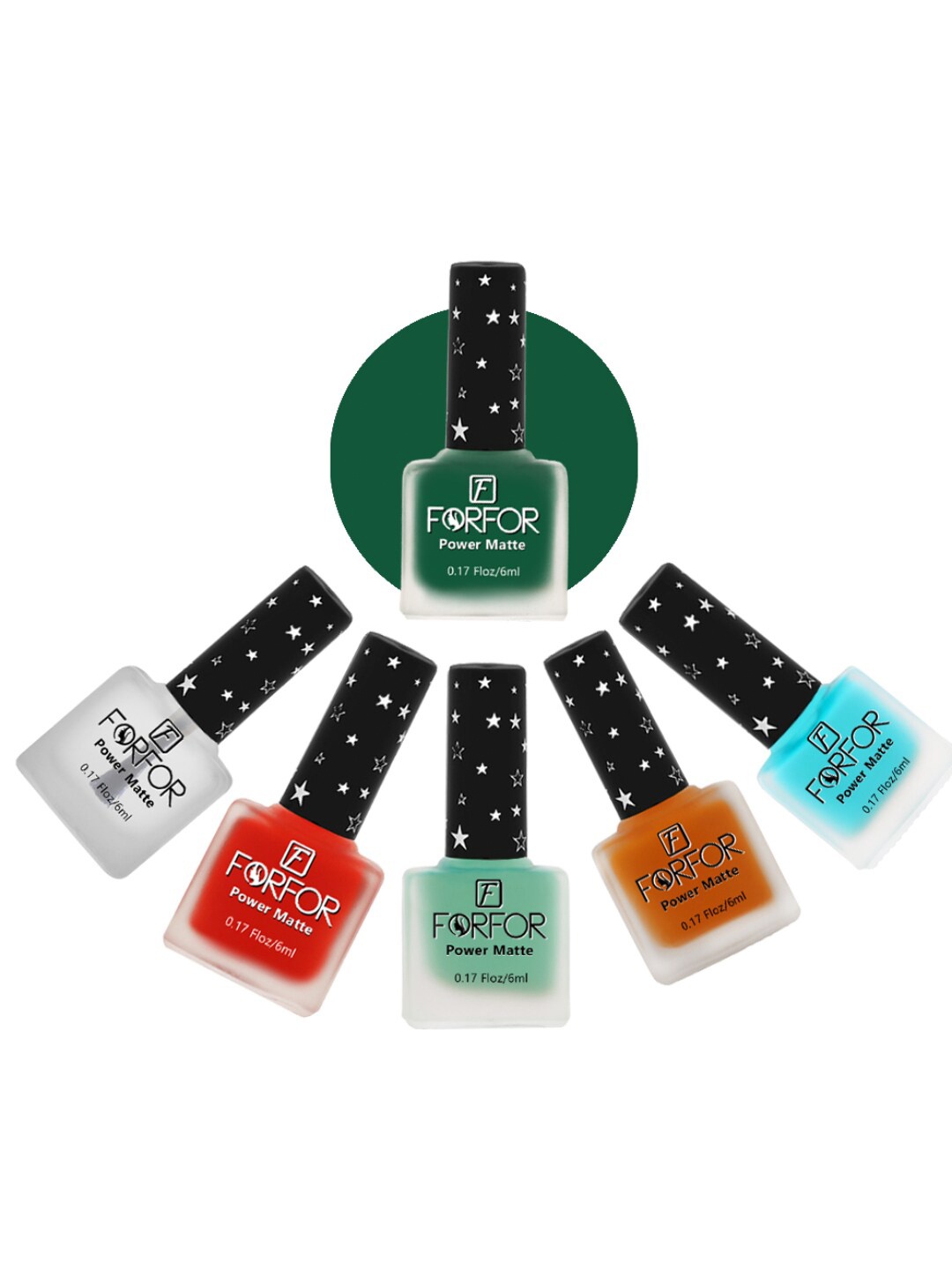 

FORFOR Power Matte Set Of 6 Long Lasting Nail Polishes - 6 ml Each, Multi