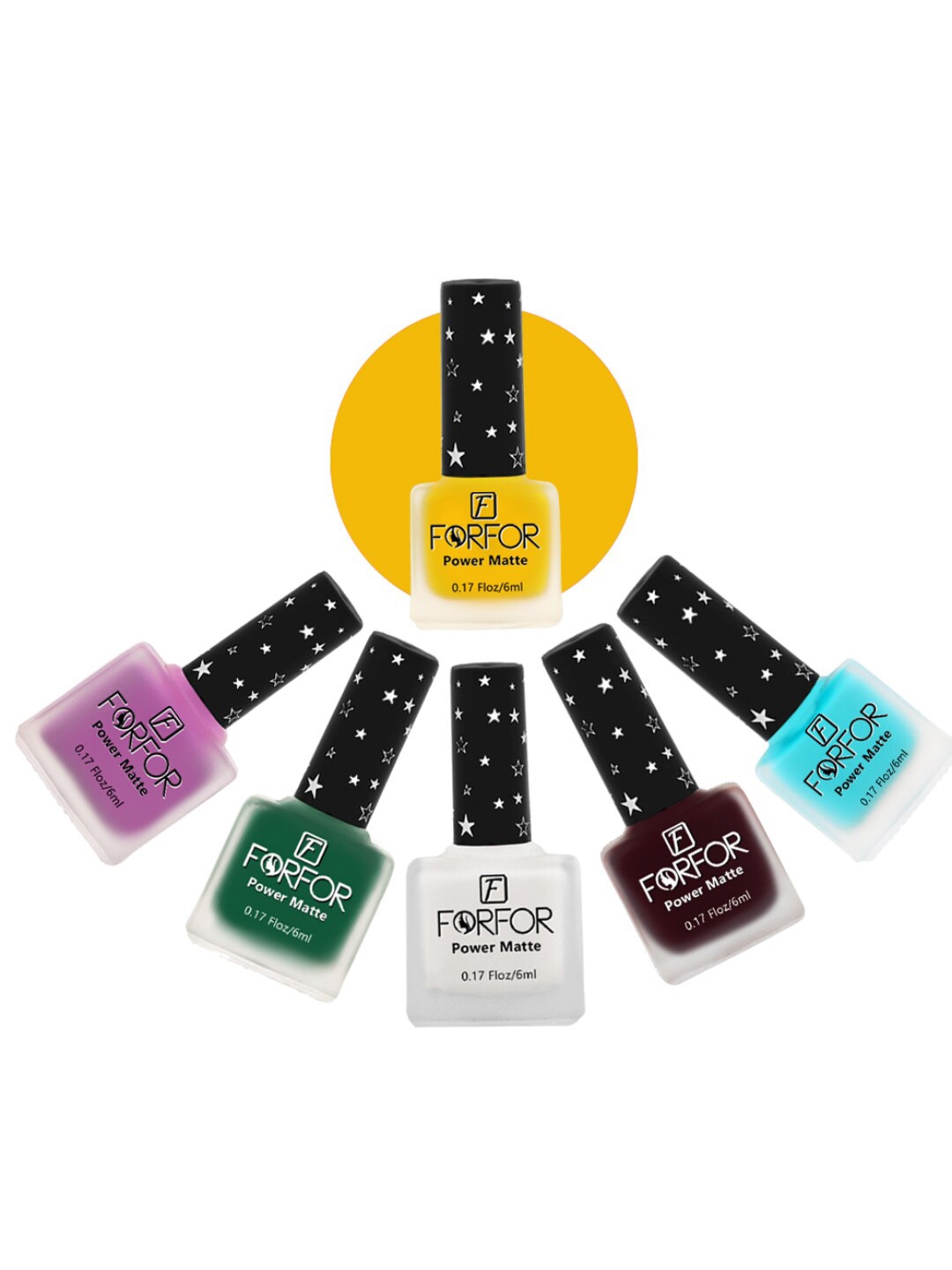 

FORFOR Power Matte Set Of 6 Long Lasting Nail Polishes - 6 ml Each, Multi