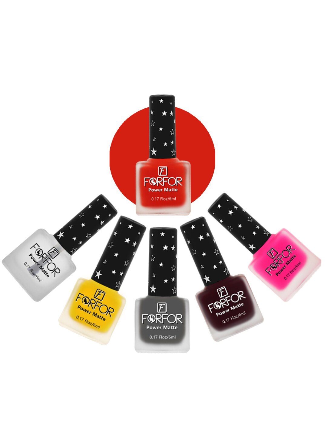 

FORFOR Power Matte Set Of 6 Long Lasting Nail Polishes - 6 ml Each, Maroon