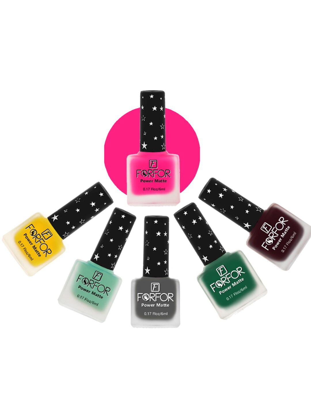 

FORFOR Power Matte Set Of 6 Long Lasting Nail Polishes - 6 ml Each, Multi