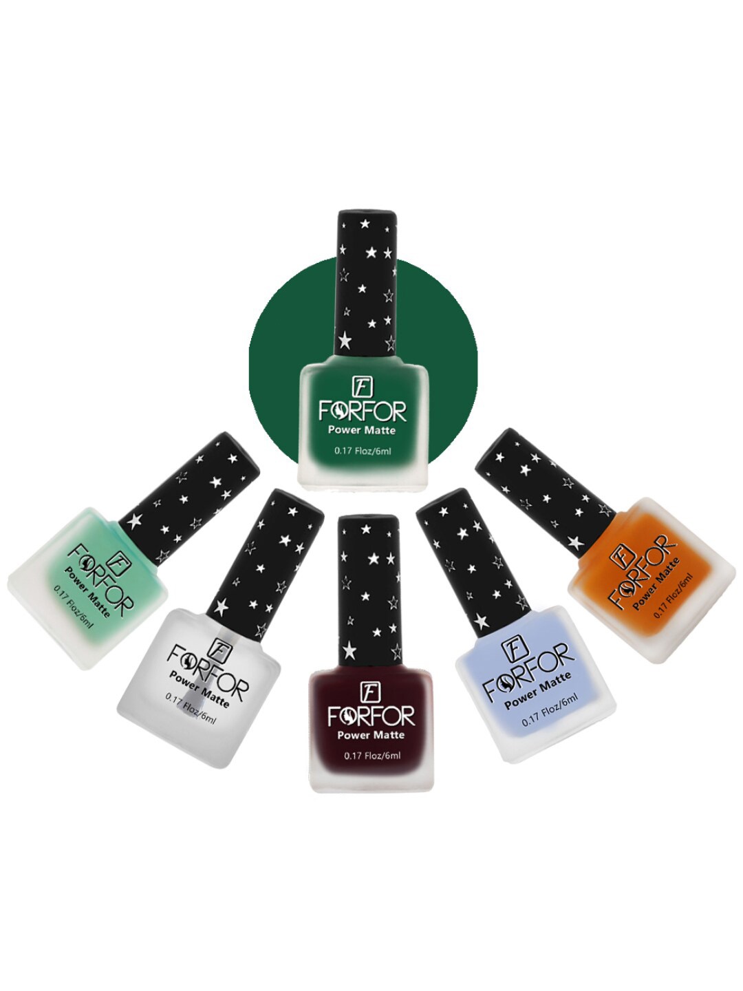 

FORFOR Power Matte Set Of 6 Long Lasting Nail Polishes - 6 ml Each, Multi