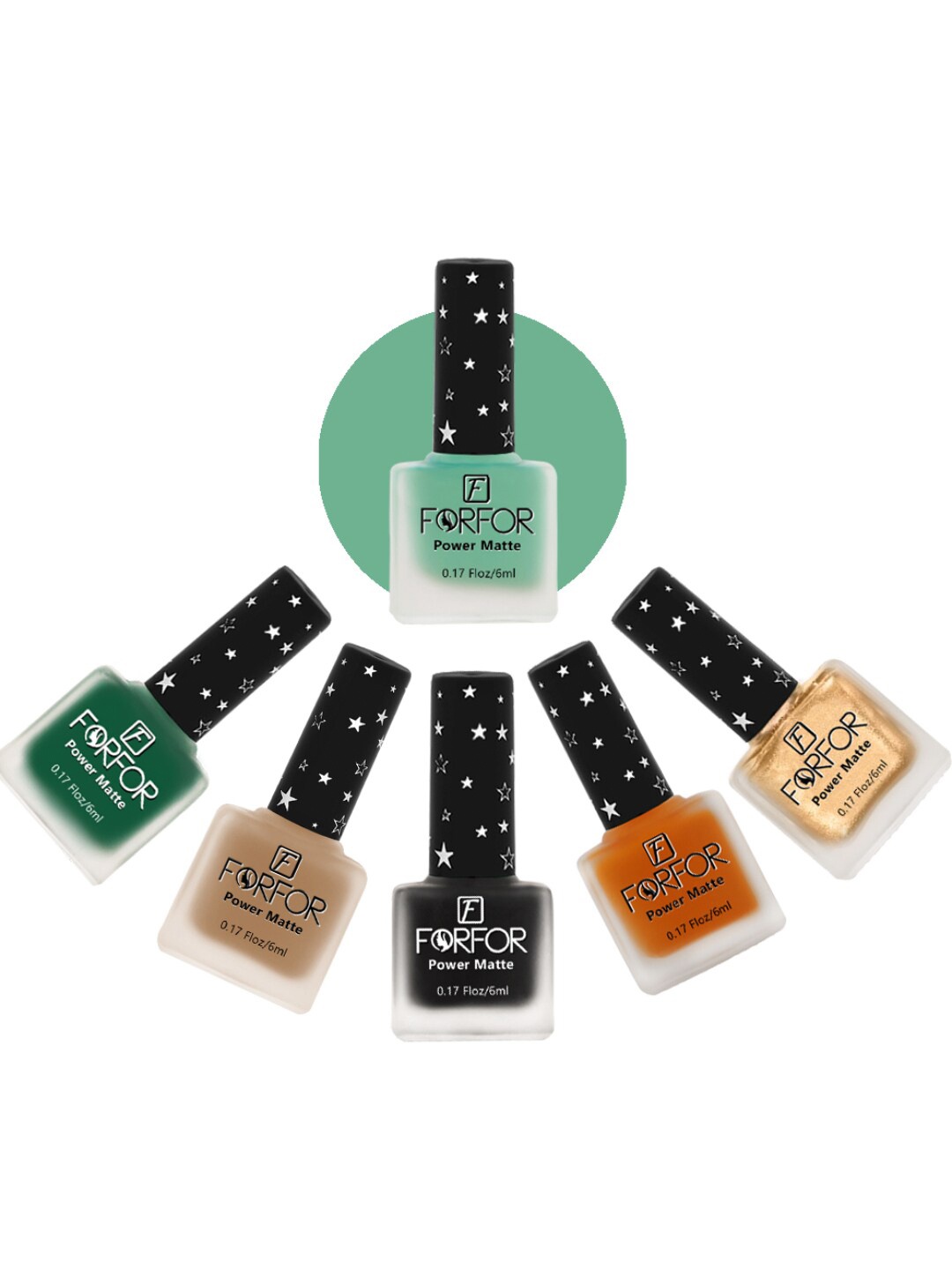

FORFOR Power Matte Set Of 6 Long Lasting Nail Polishes - 6 ml Each, Multi