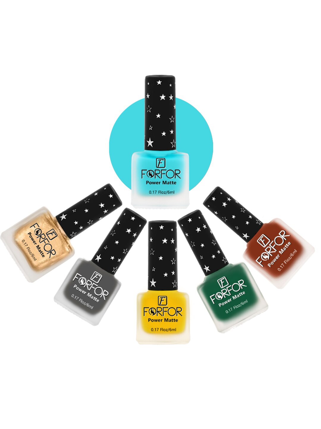 

FORFOR Power Matte Set Of 6 Long Lasting Nail Polishes - 6 ml Each, Multi