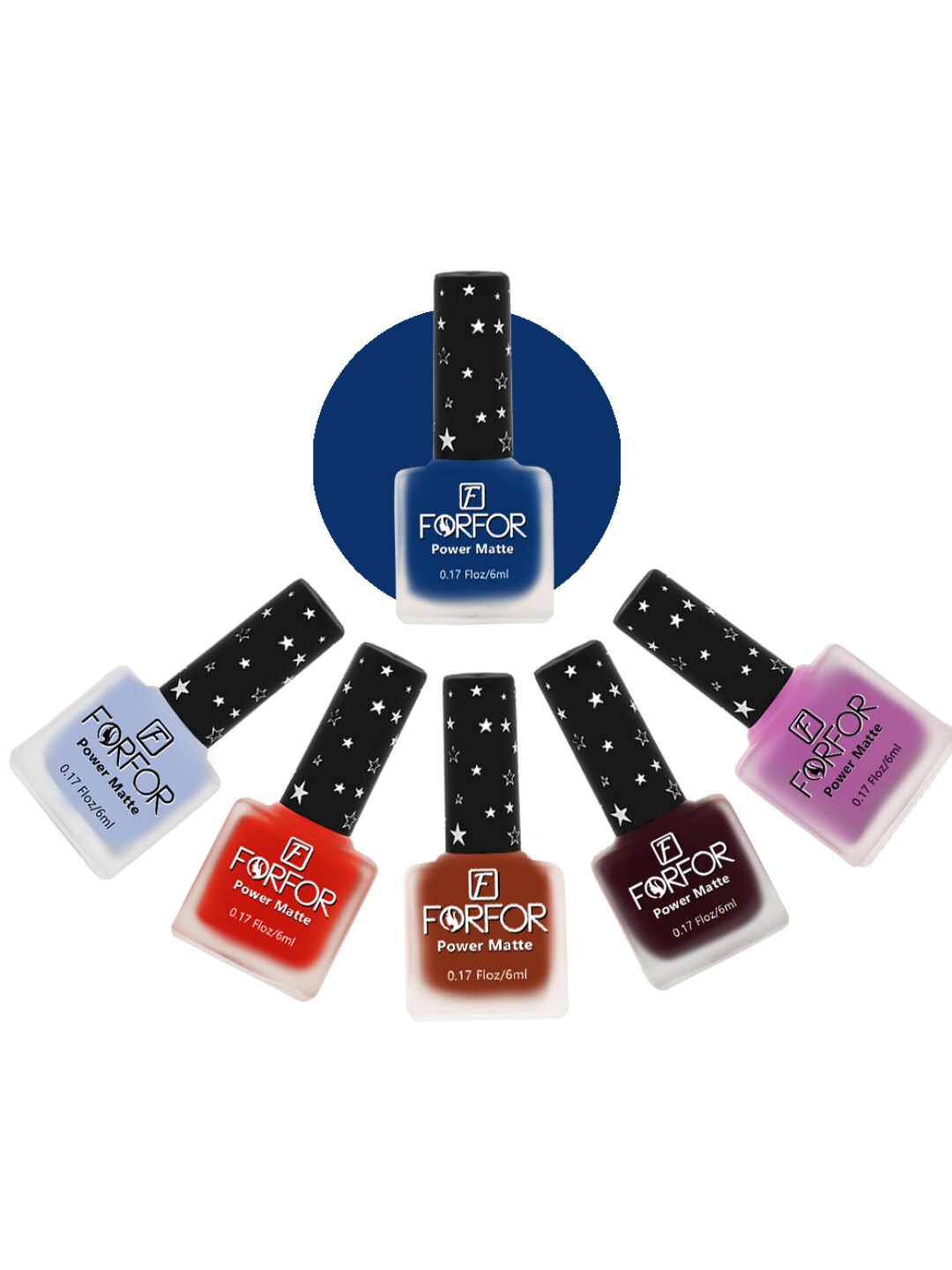 

FORFOR Power Matte Set Of 6 Long Lasting Nail Polishes - 6 ml Each, Multi