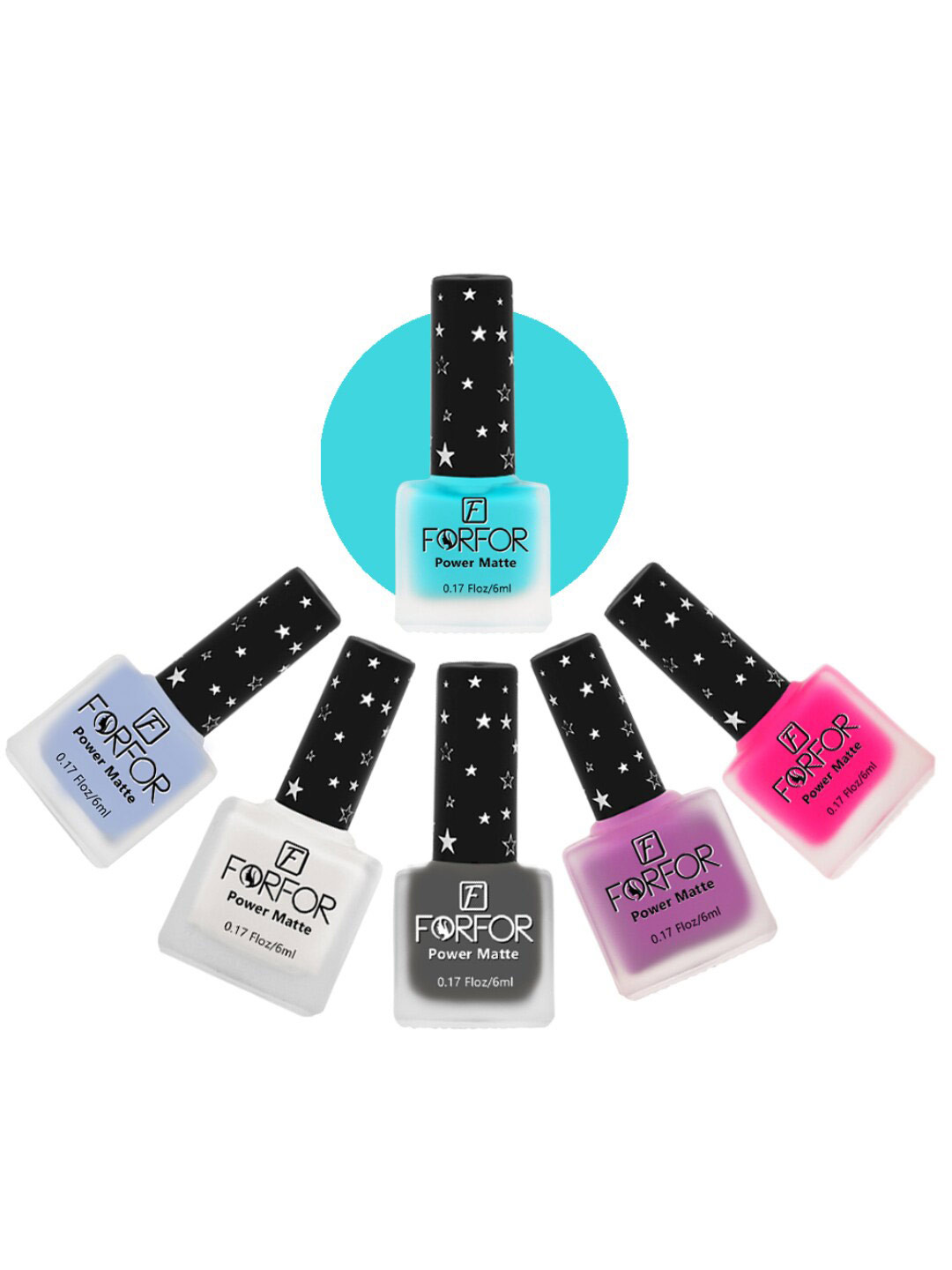 

FORFOR Set Of 6 Power Matte Long-Lasting Nail Polish - 6ml Each, Multi