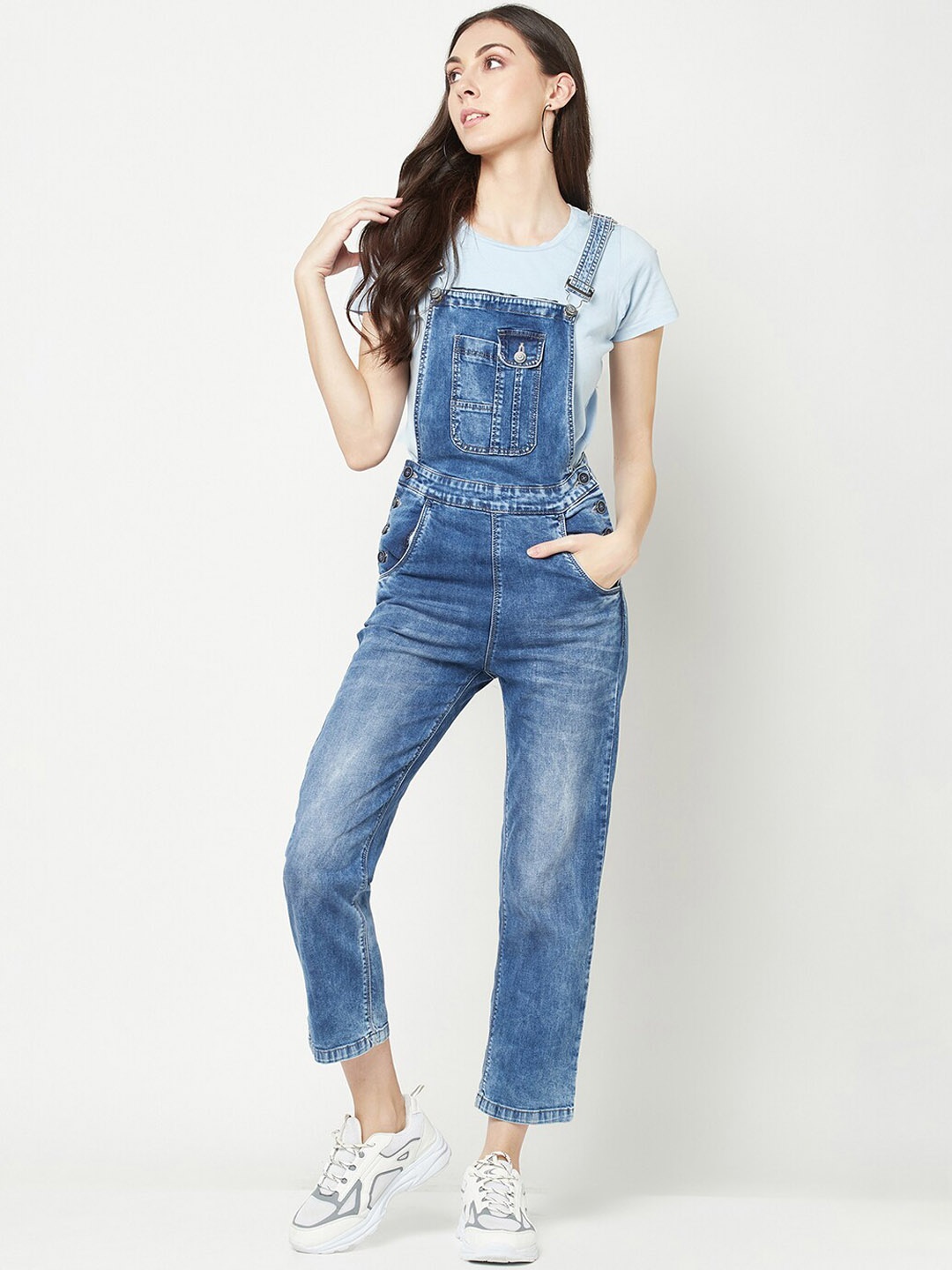 

Crimsoune Club Straight Leg Denim Dungaree, Blue