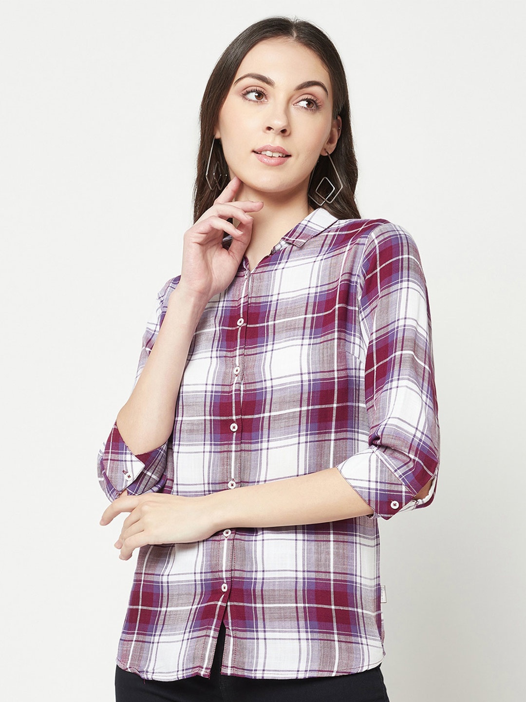 

Crimsoune Club India Slim Fit Tartan Checked Casual Shirt, Purple