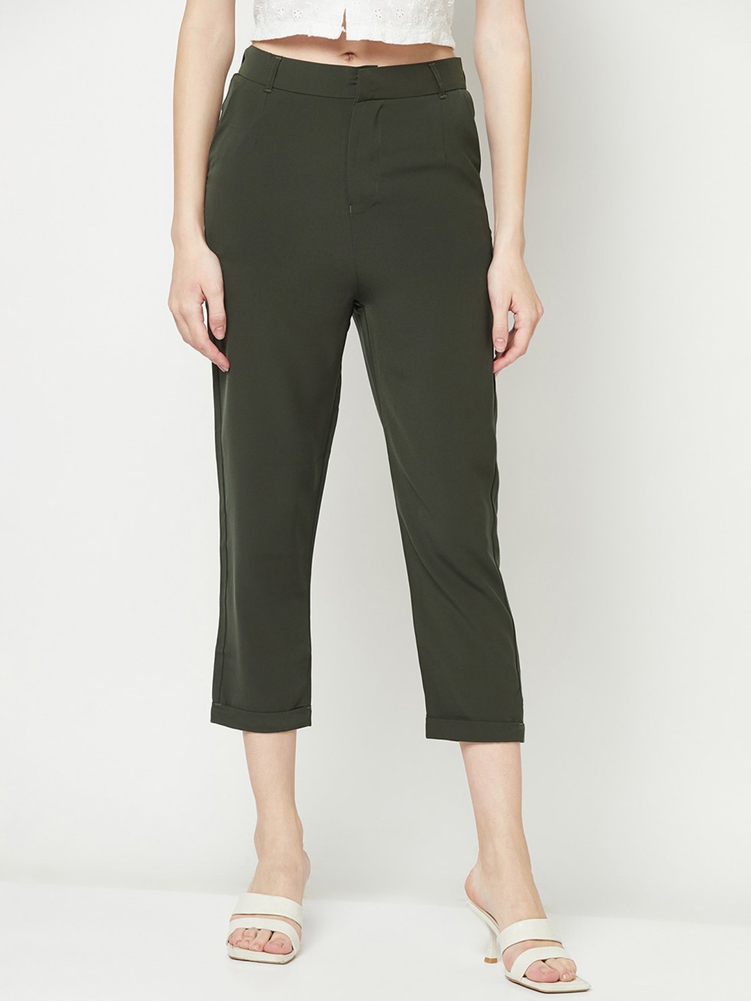 

Crimsoune Club Women Urban Slim Fit Trousers, Olive
