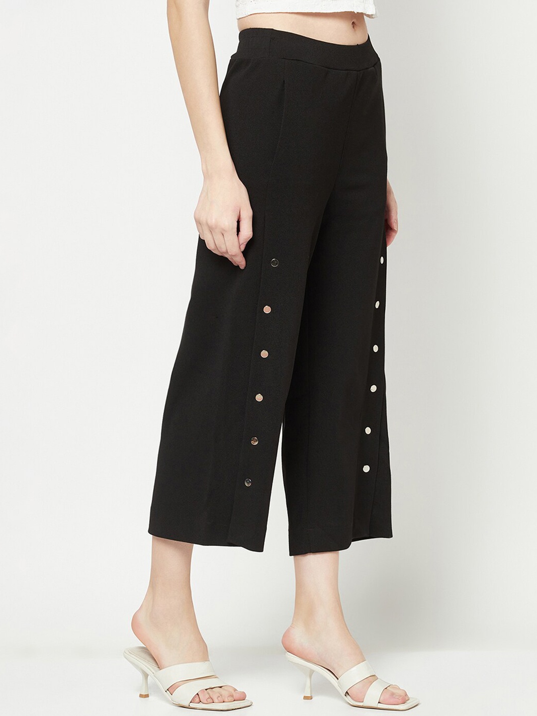 

Crimsoune Club Women Relaxed Loose Fit Culottes Trousers, Black