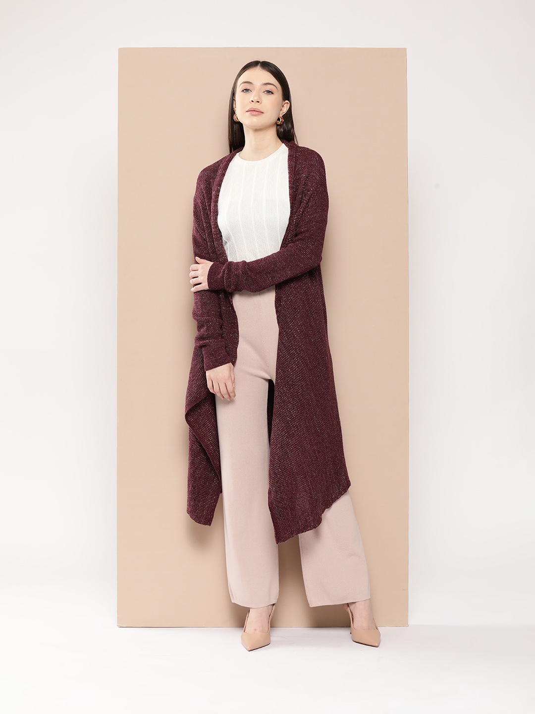 

Chemistry Open Front Longline Sweater, Brown