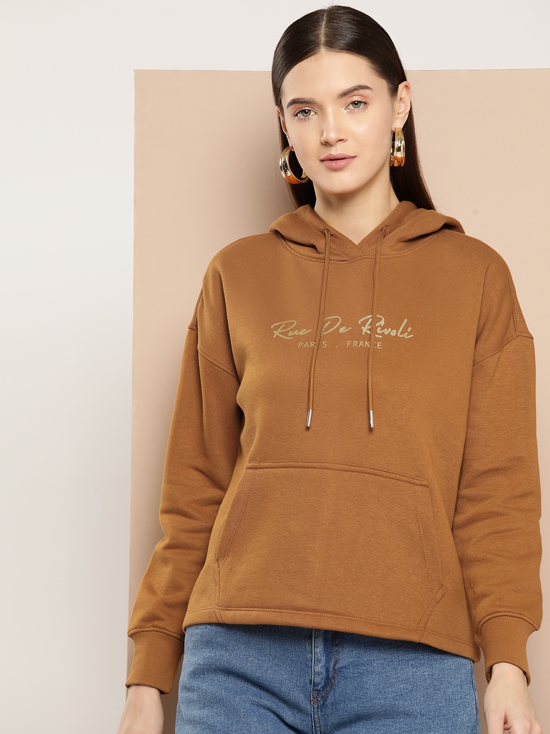 

Chemistry Women Printed Hooded Sweatshirt, Brown