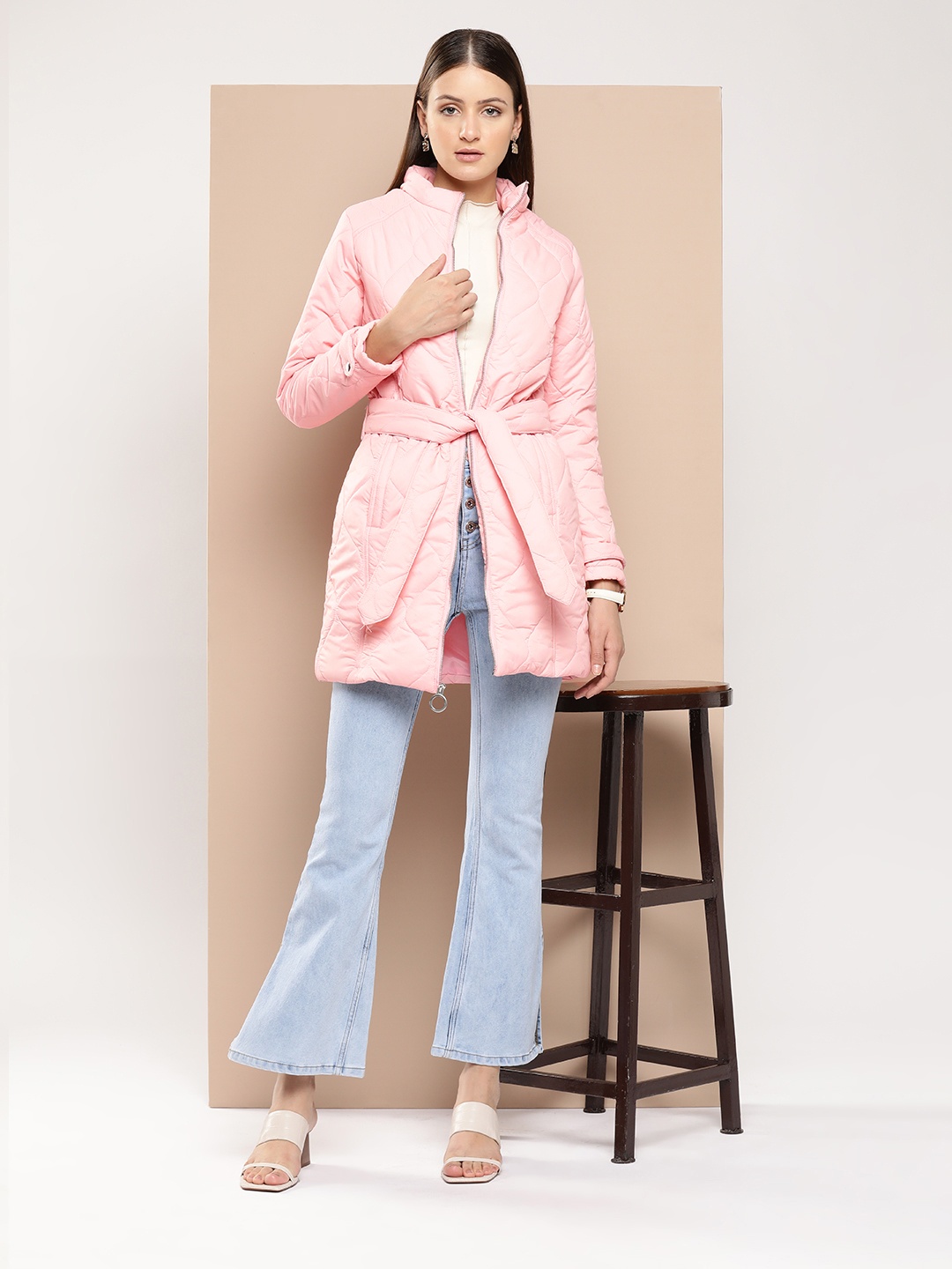 

Chemistry Quilted Detail Longline Padded Jacket, Pink