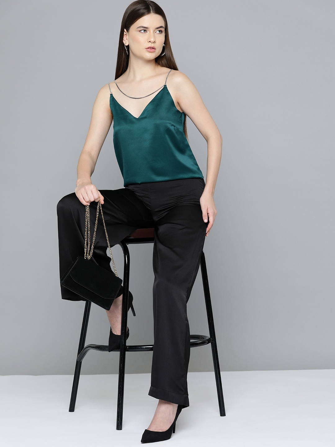 

Chemistry Chain Strap Satin Camisole Top, Green