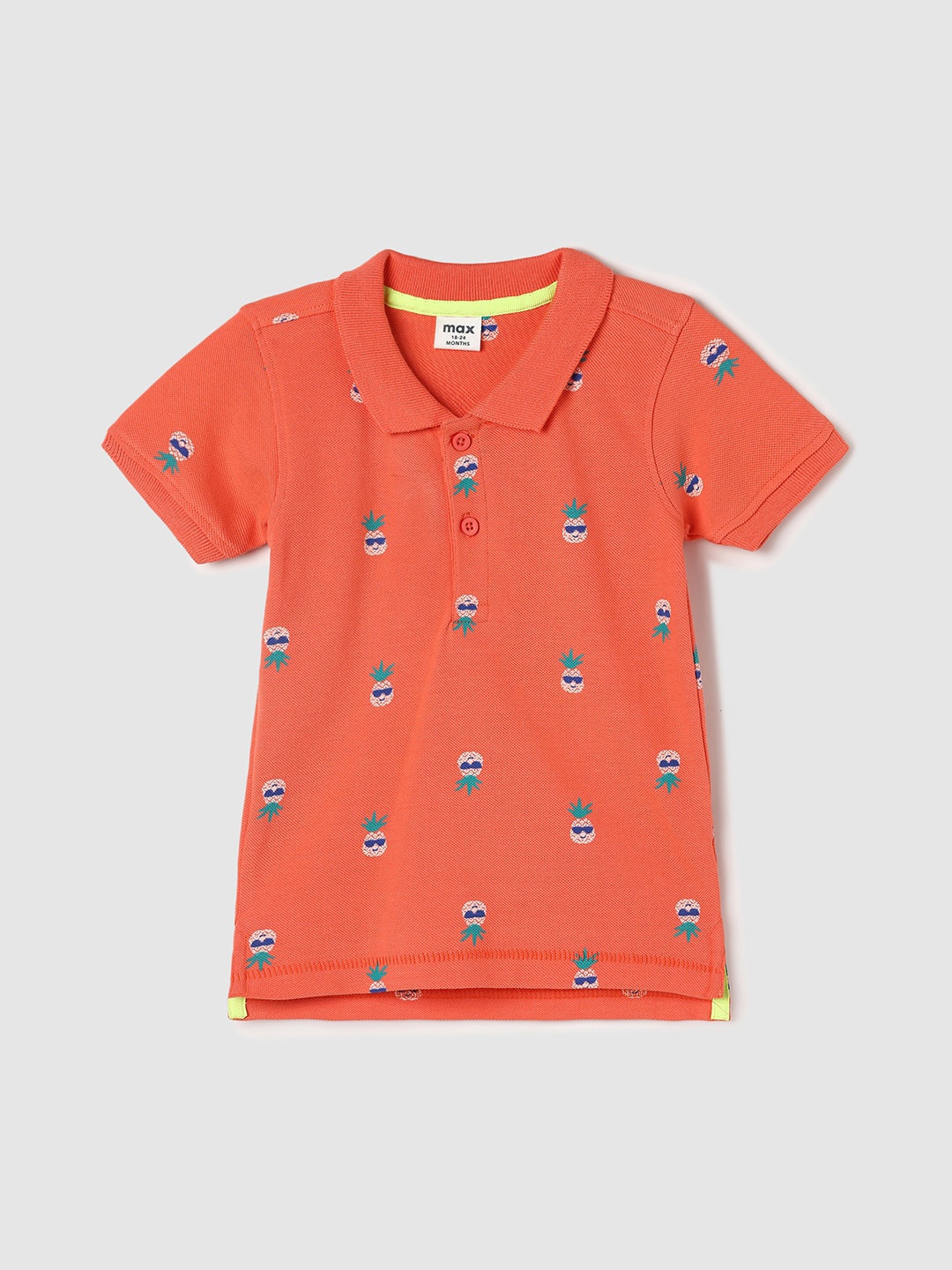 

max Boys Conversational Printed Polo Collar T-shirt, Orange