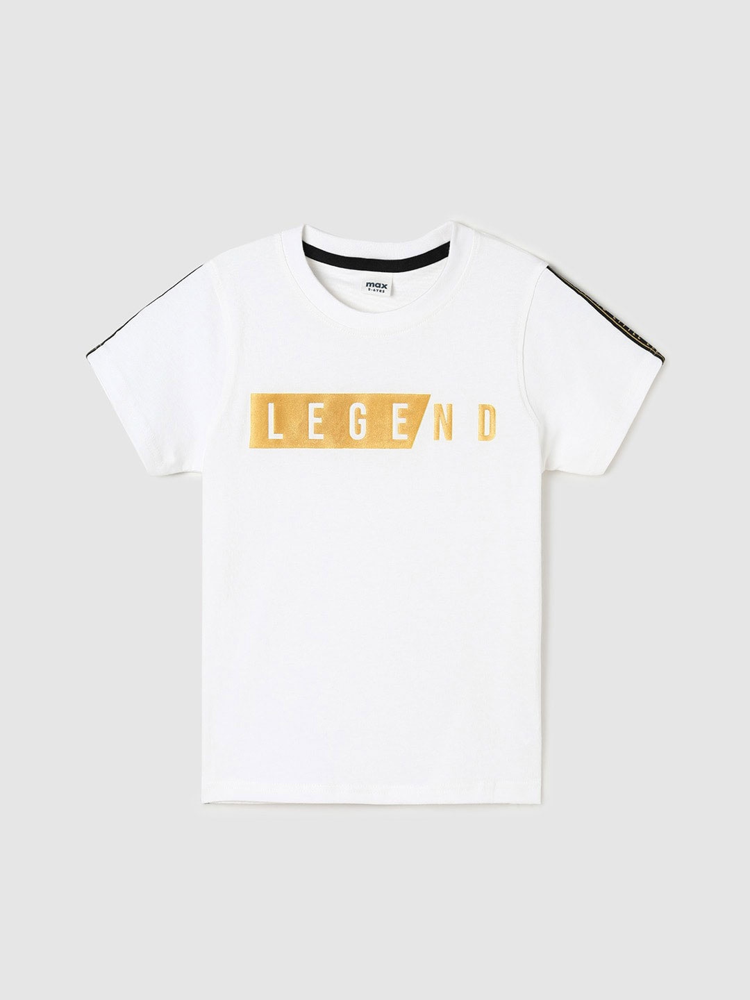 

max Boys Typography Printed Round Neck T-shirt, White
