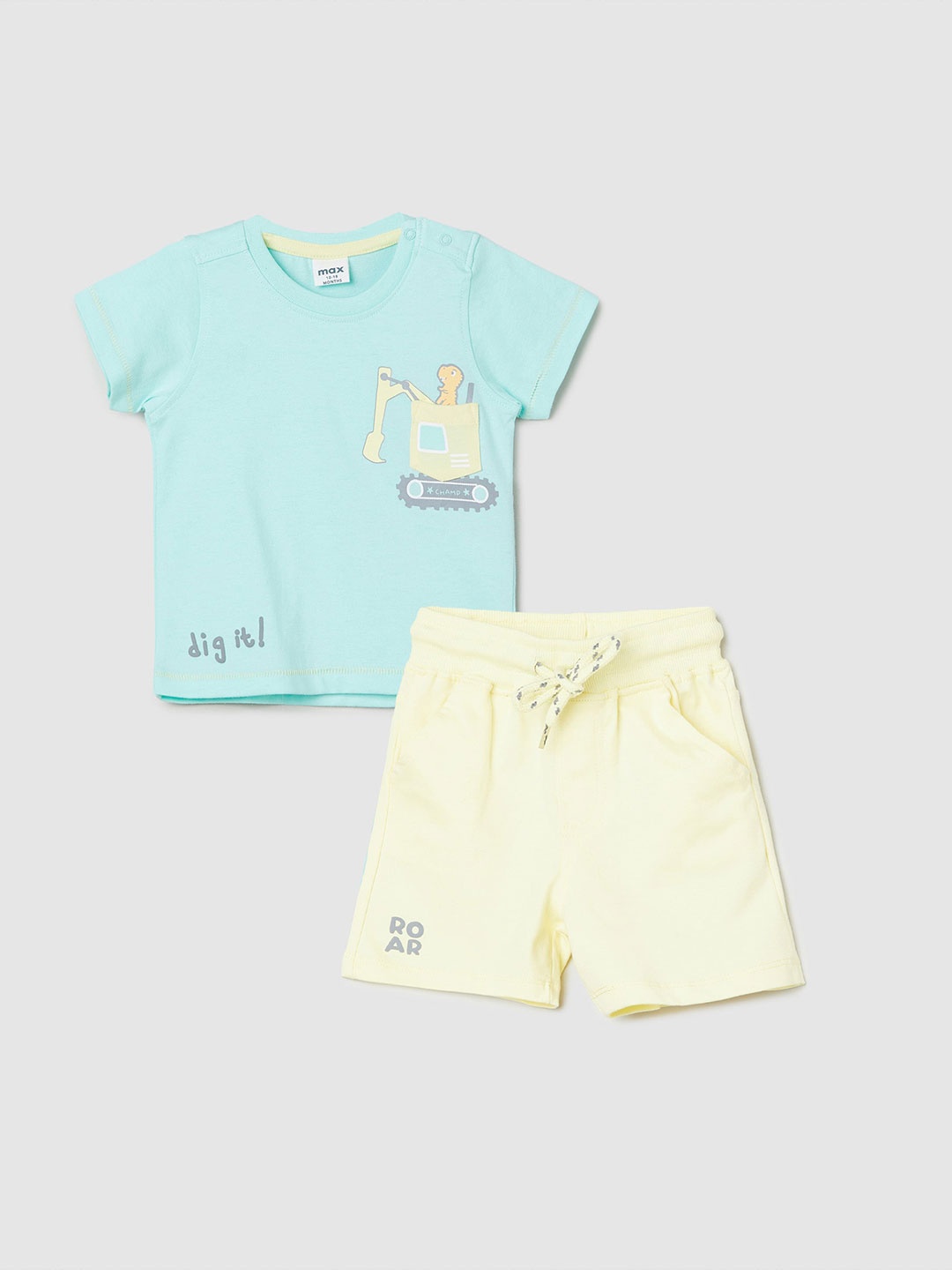 

max Infants Boys Graphic Printed Casual Cotton T-shirt, Blue