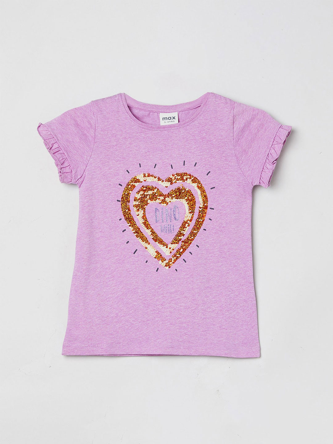 

max Girls Graphic Printed Casual Cotton T-shirt, Purple
