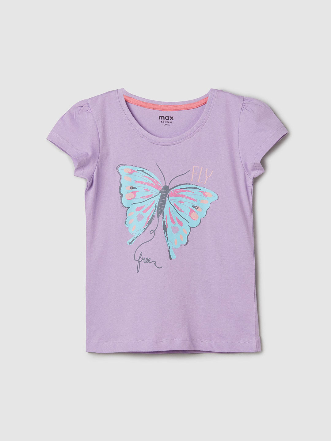 

max Girls Graphic Printed Casual T-shirt, Purple
