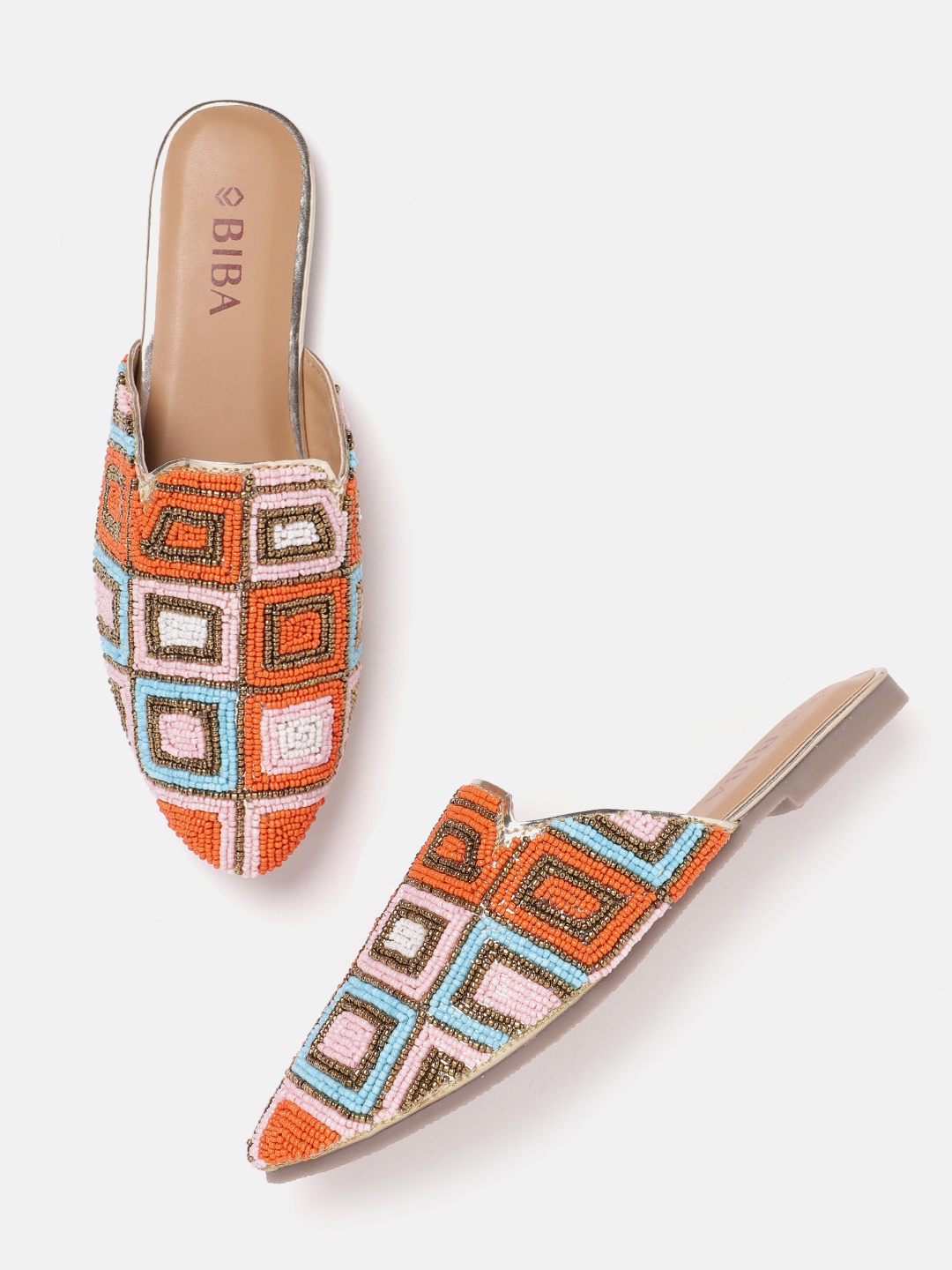 

Biba Women Beads & Stones Embellished Ethnic Mules, Pink