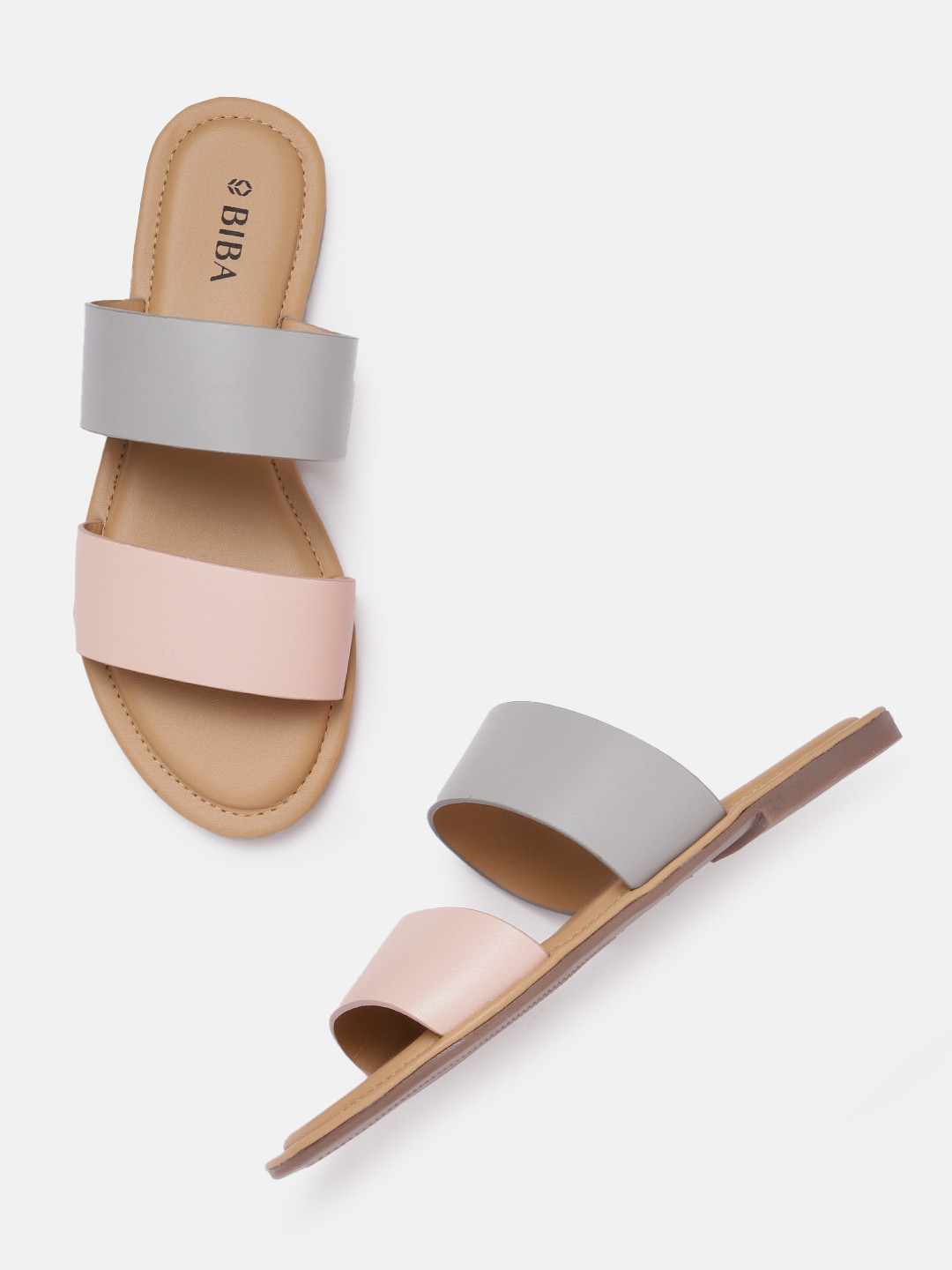 

Biba Women Colourblocked Open Toe Flats, Pink