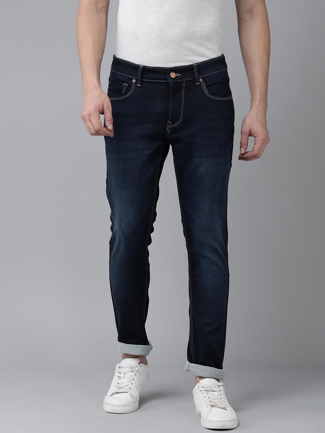 

SPYKAR Men Skinny Fit Low-Rise Light Fade Stretchable Jeans, Blue