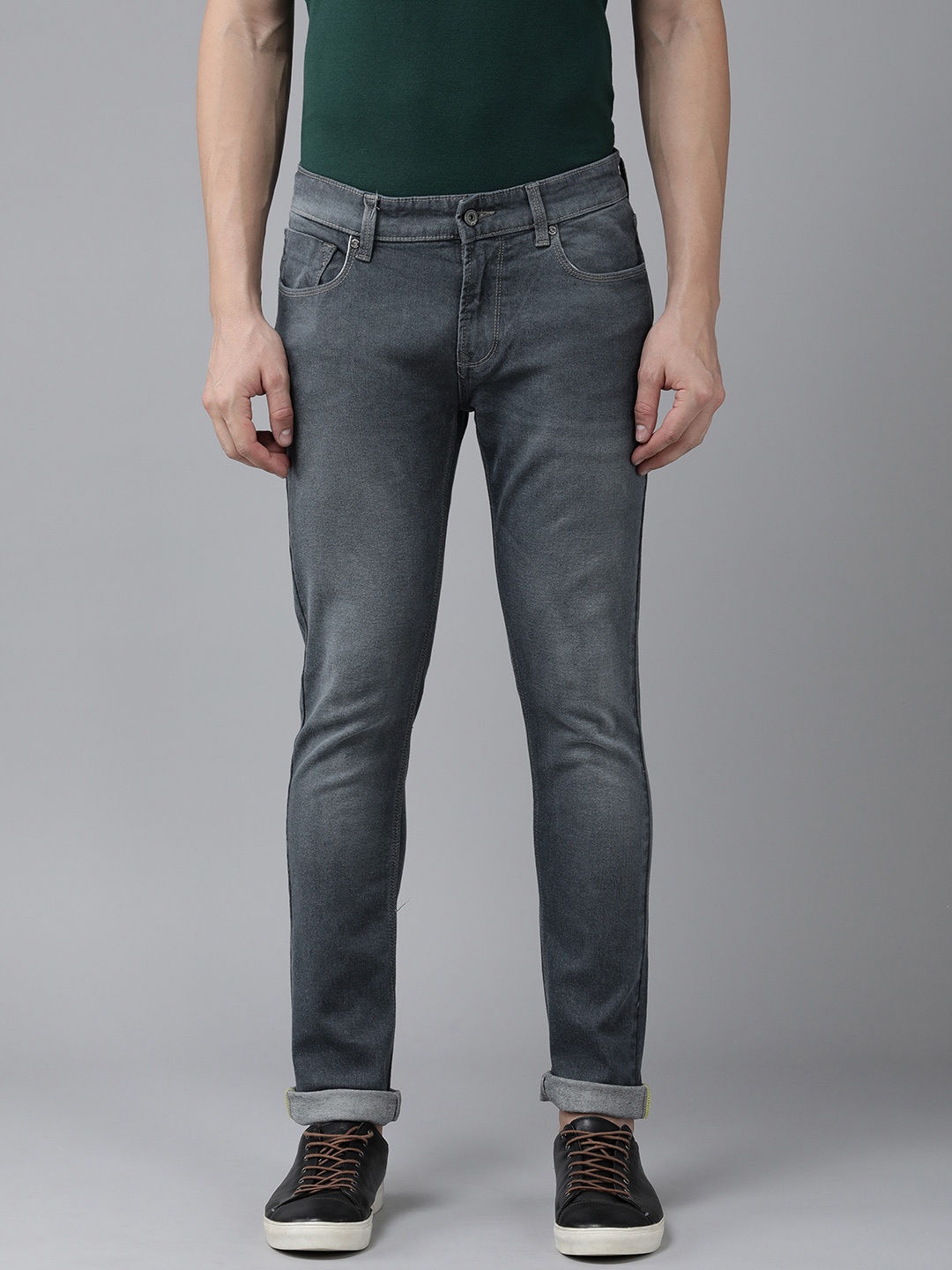 

SPYKAR Men Skinny Slim Fit Low-Rise Light Fade Stretchable Jeans, Grey