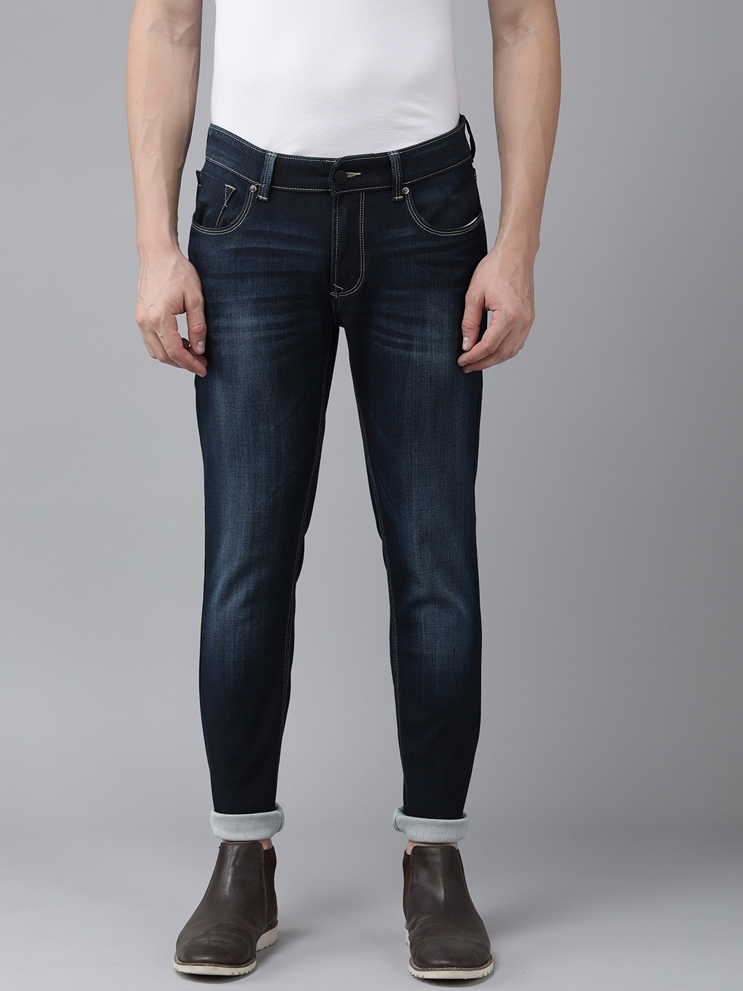 

SPYKAR Men Slim Fit Low-Rise Light Fade Stretchable Jeans, Blue