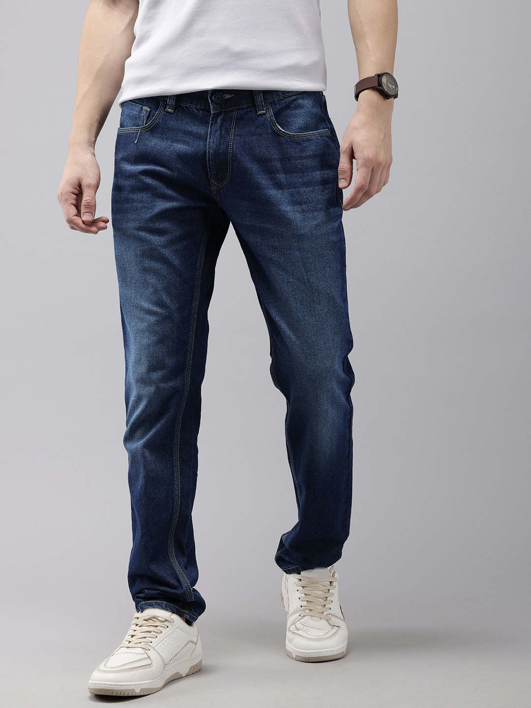 

SPYKAR Men Skinny Slim Fit Low-Rise Light Fade Stretchable Jeans, Blue