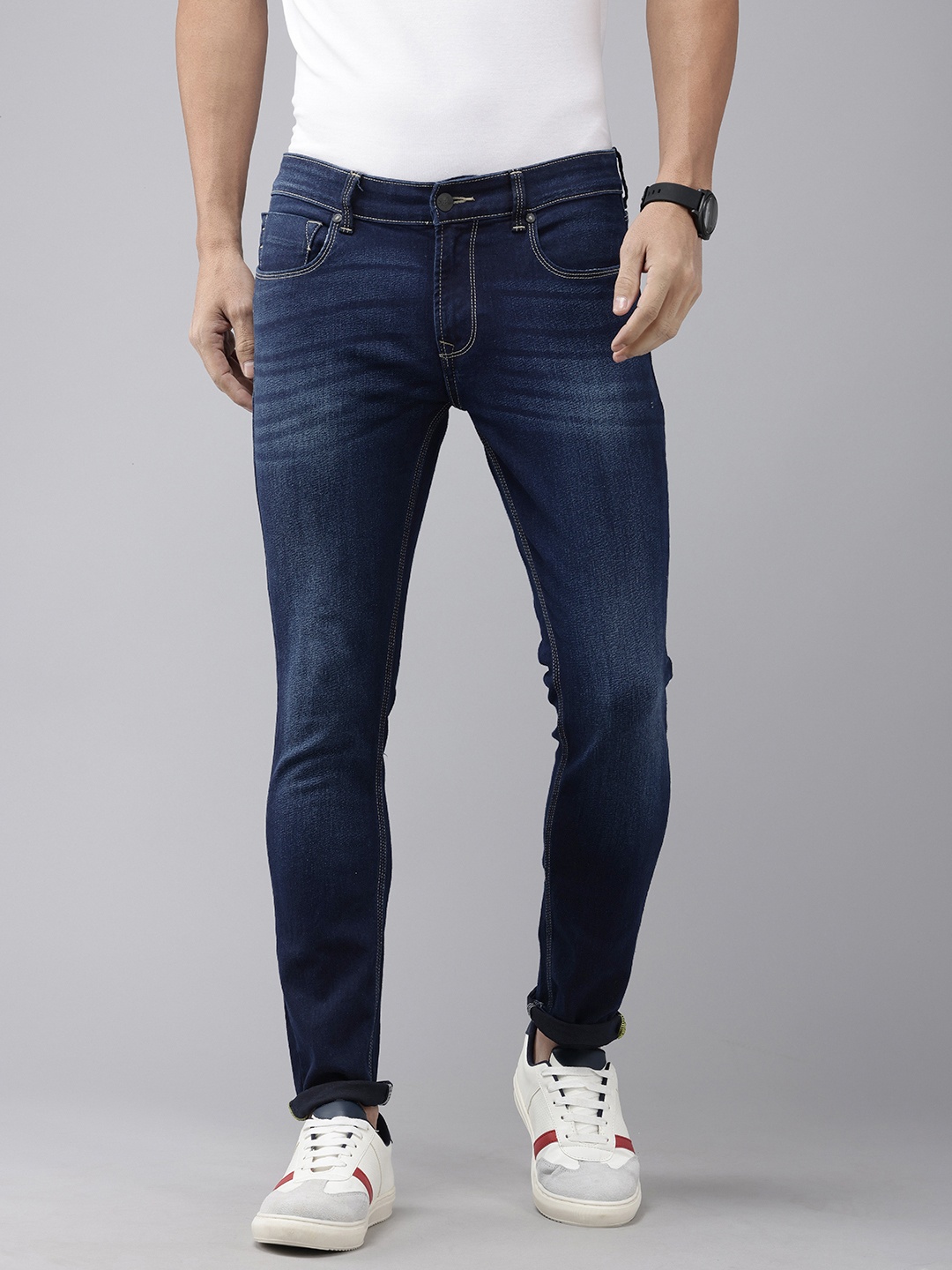 

SPYKAR Men Skinny Slim Fit Low-Rise Light Fade Stretchable Jeans, Blue