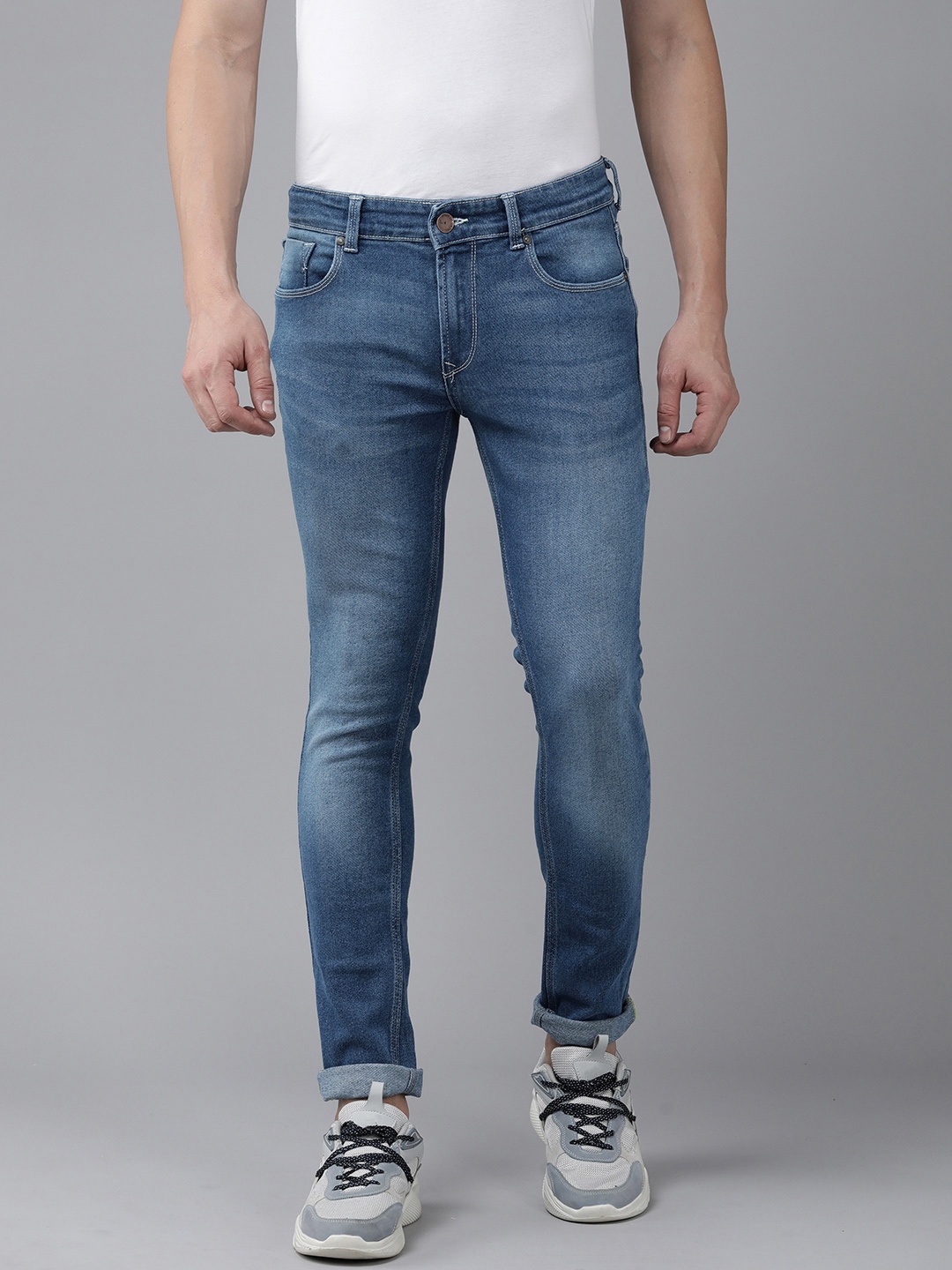 

SPYKAR Men Skinny Fit Low-Rise Light Fade Stretchable Jeans, Blue