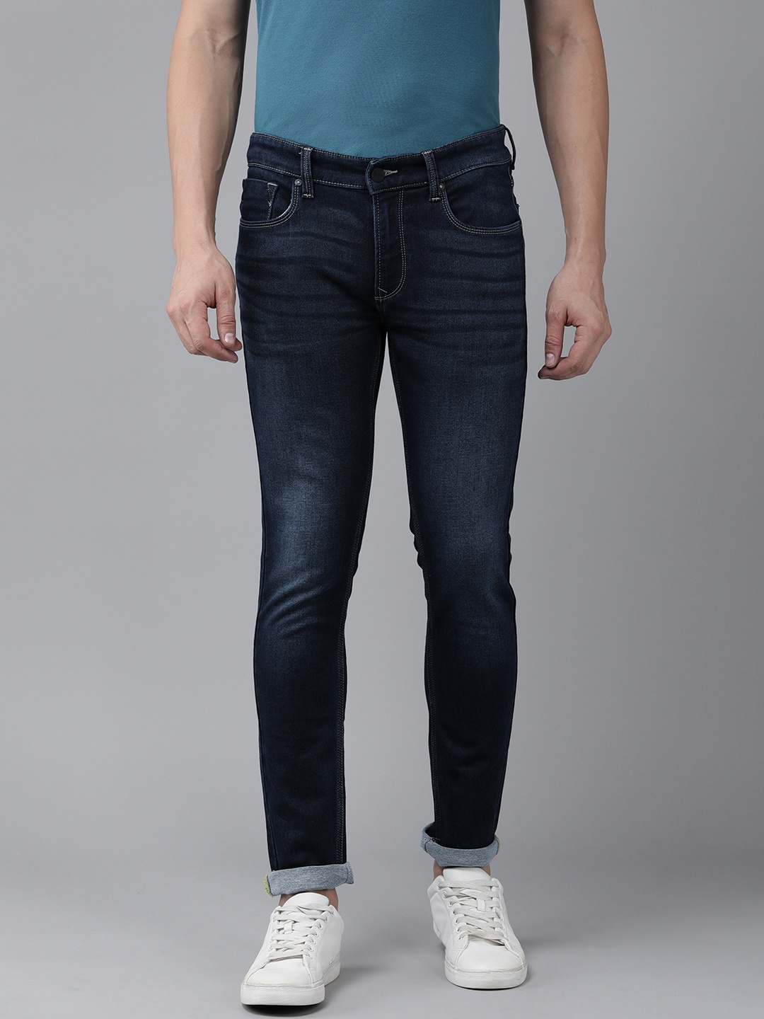 

SPYKAR Men Skinny Fit Low-Rise Light Fade Stretchable Jeans, Blue