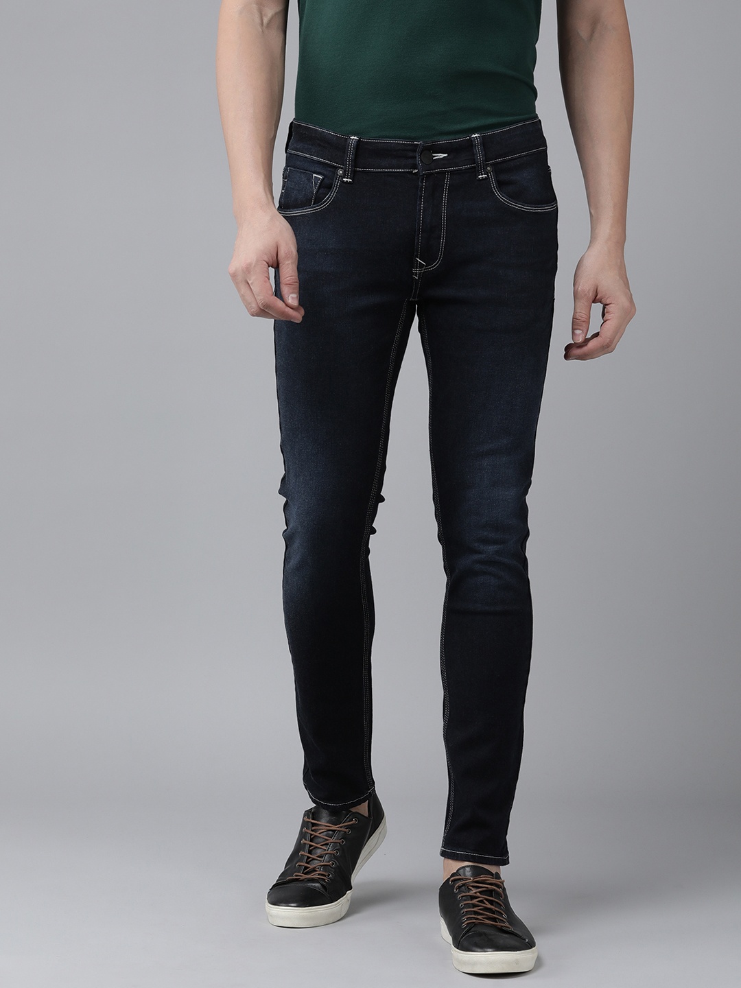 

SPYKAR Men Skinny Fit Low-Rise Light Fade Stretchable Jeans, Blue