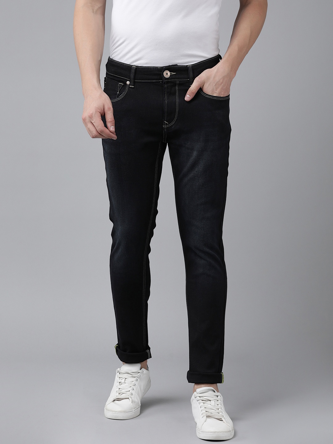 

SPYKAR Men Skinny Fit Low-Rise Light Fade Stretchable Jeans, Blue