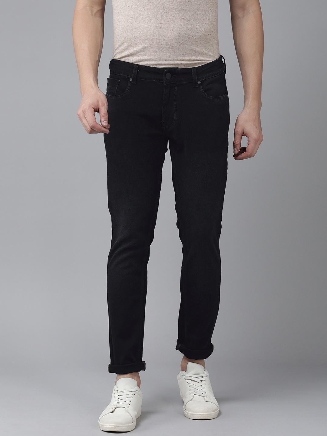 

SPYKAR Men Skinny Fit Low-Rise Light Fade Stretchable Jeans, Black