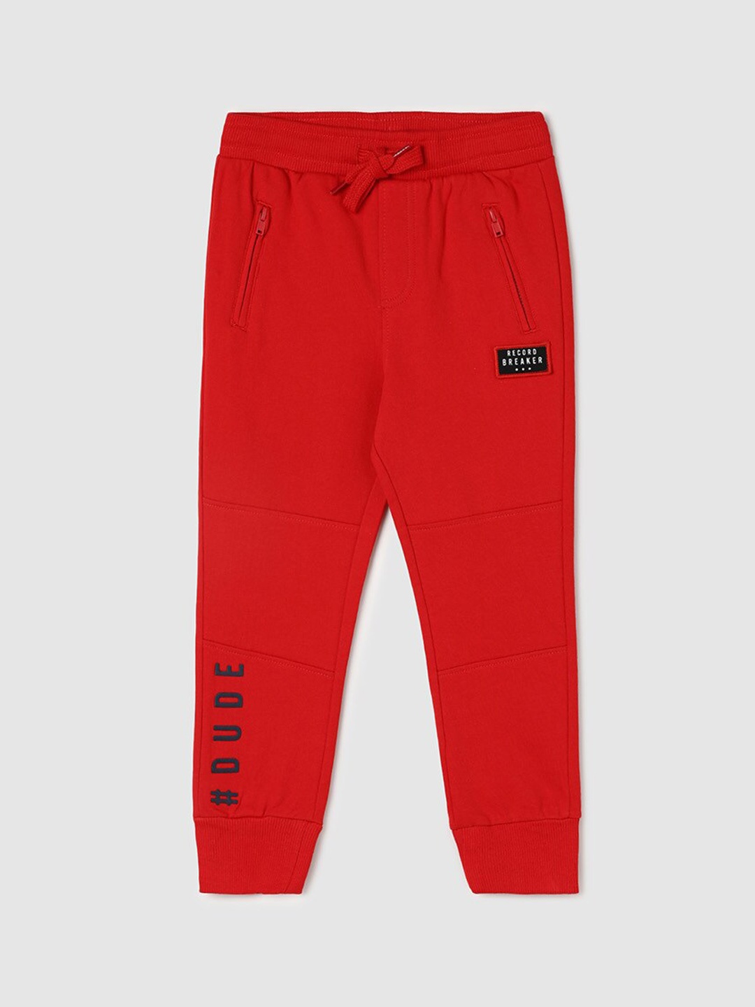 

max Boys Mid-Rise Cotton Joggers, Red
