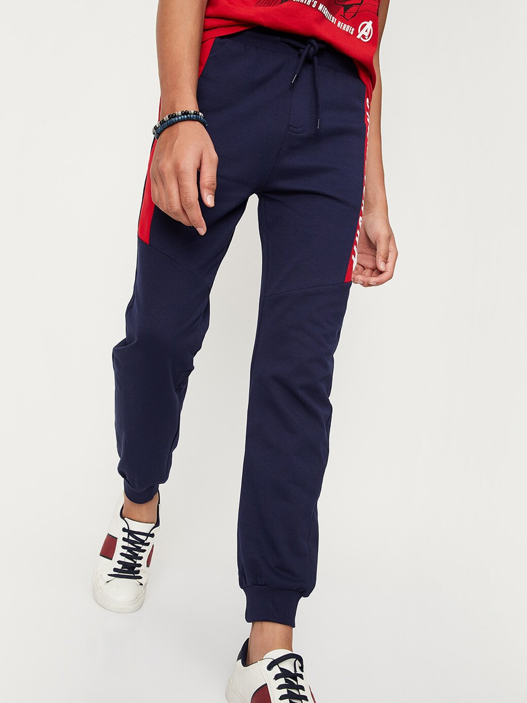

max Boys Typography Printed Cotton Joggers, Blue