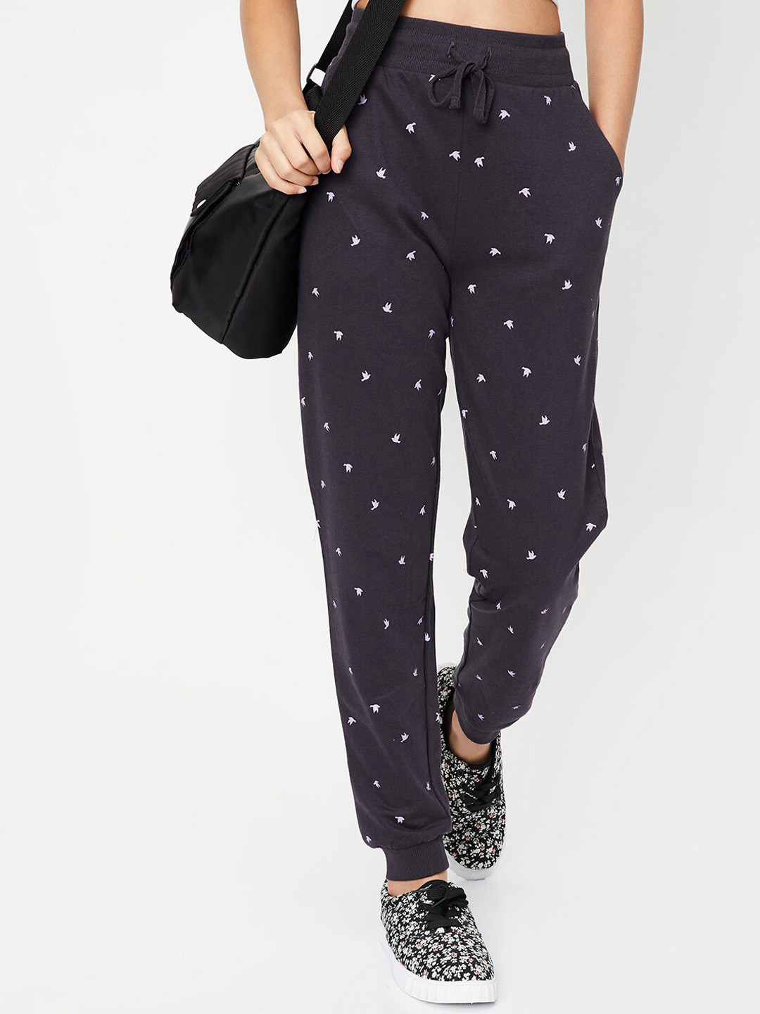 

Max Girls Conversational Printed Cotton Joggers, Charcoal