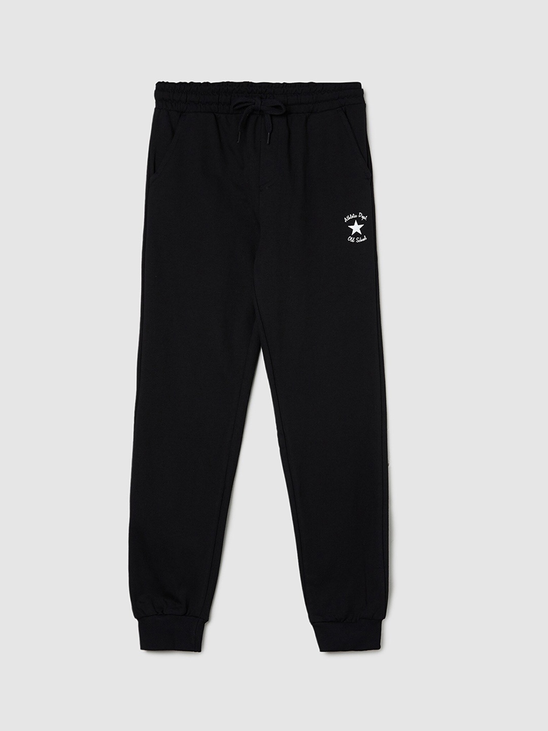 

max Boys Solid Cotton Joggers, Black