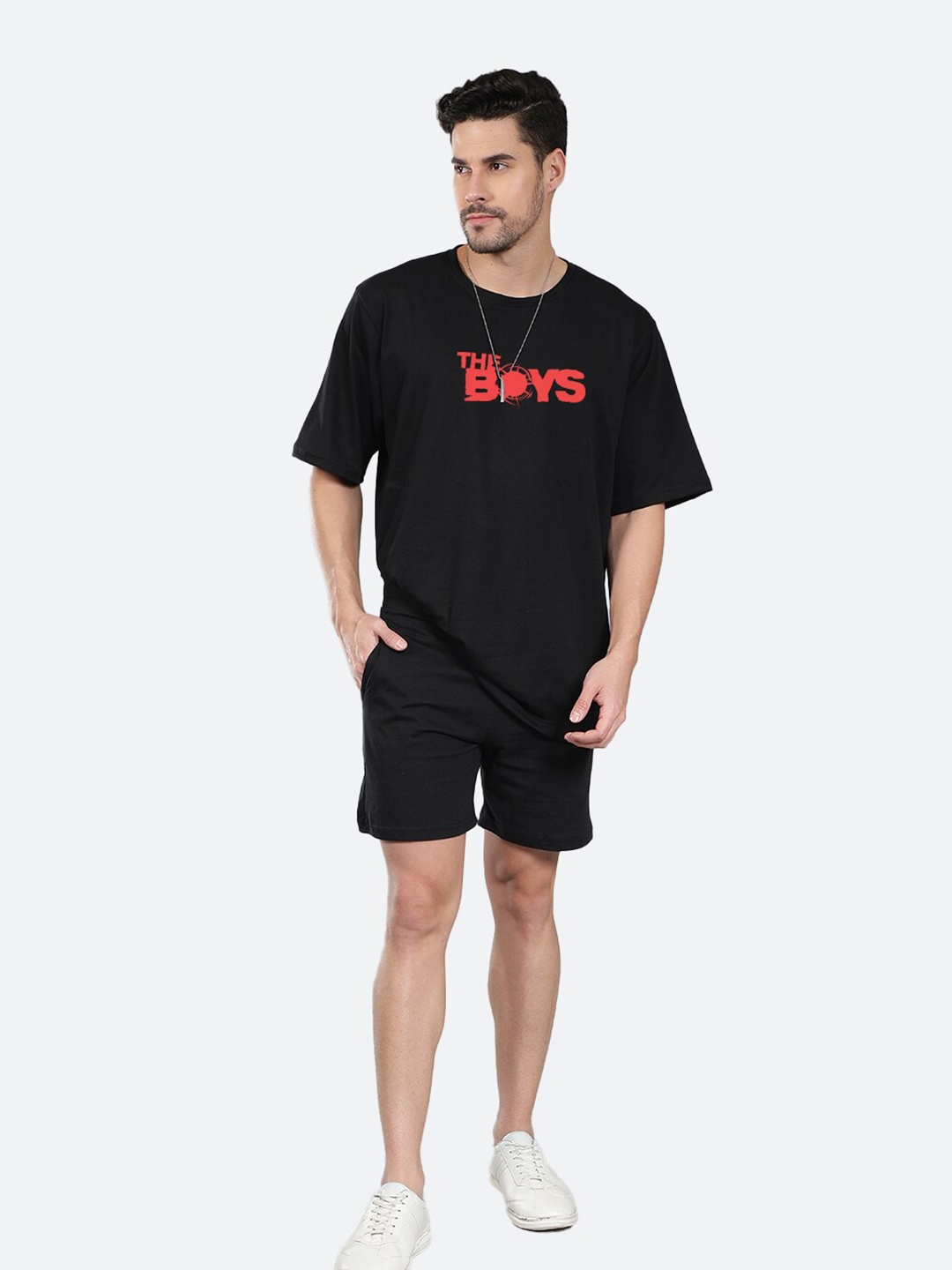 

Mad Over Print Printed Pure Cotton T-shirt With Shorts, Black