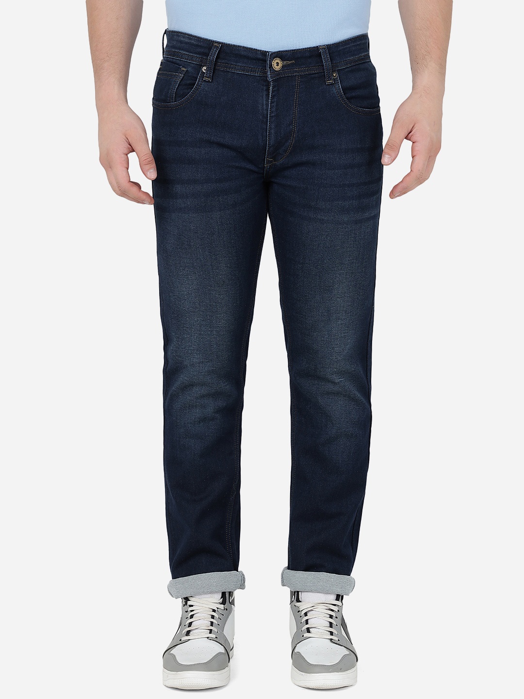 

Greenfibre Men Slim Fit Light Fade Stretchable Clean Look Jeans, Blue