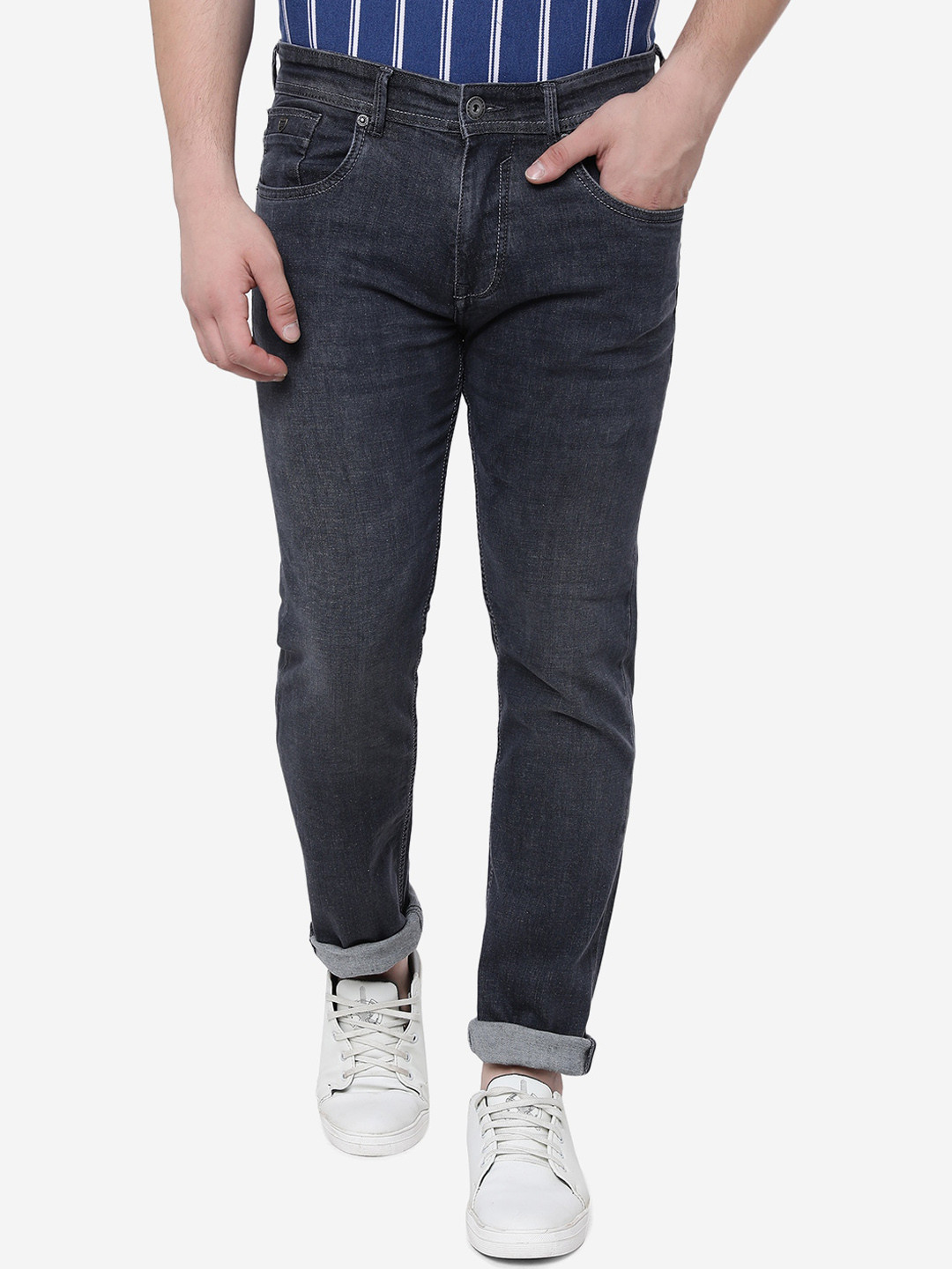 

Greenfibre Men Straight Fit Stretchable Cotton Jeans, Grey