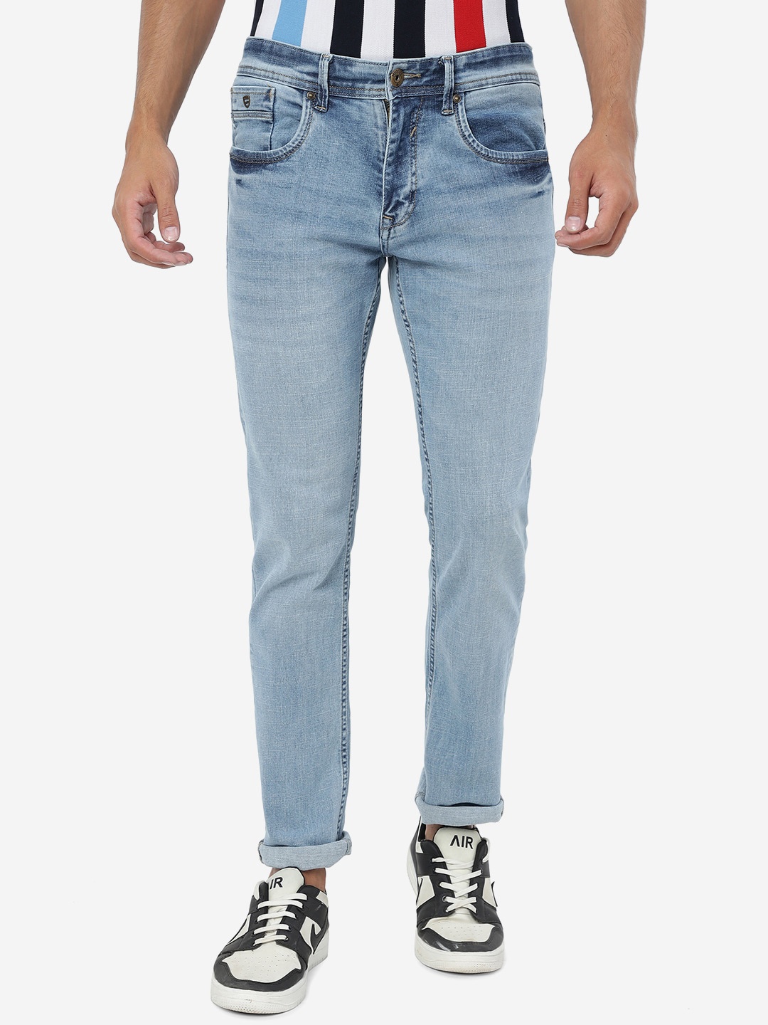 

Greenfibre Men Slim Fit Light Fade Stretchable Clean Look Jeans, Blue
